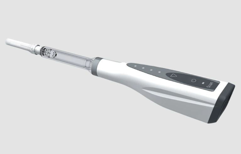 An intraoral 3D scanner used for digital dental impressions
